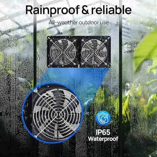 DC HOUSE 20W Solar Powered Exhaust Fan for Chicken Coops Greenhouses Sheds Pet Houses and Windows Waterproof and Easy Plug and Play Installation Max Applicable Space 880ft3 (25 m3)