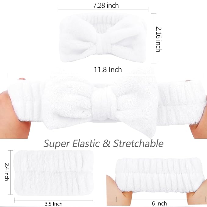 VELSCRUN Spa Headband, Makeup Face Wash Skincare Headbands, Bow Hair Band Party Favors for Washing Face, Stocking Stuffers For Women Teen Girls Christmas Gifts Hair Accessories Black White