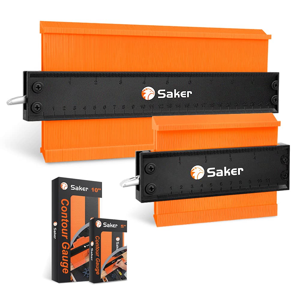 Saker Contour Gauge Duplication-Adjustable Lock-Precisely Copy Irregular Shape-Irregular Woodworking Tracing-Must Have Tool Christmas Gifts for DIY Handyman Men Husband Dad 10 Inch+5 Inch
