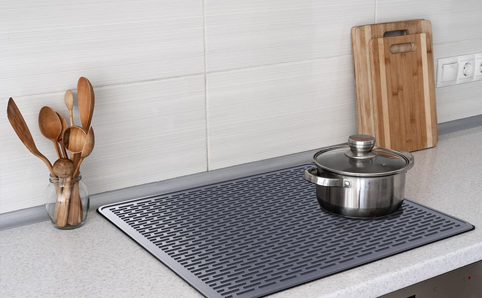 Silicone Stove Top Cover and Mat for Ceramics, 27.75"x19.75" - Multipurpose, Gray