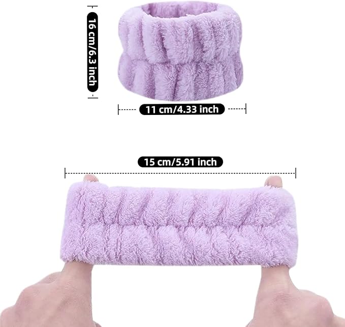 2 Pairs Wrist Washband for Women Washing Face, Wrist Spa Washband Absorbent Wristbands, Prevent Liquids from Spilling Down Your Arms