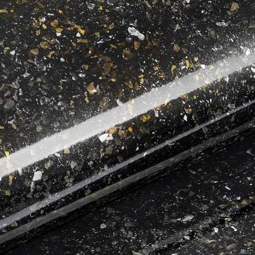 Livelynine Black and Gold Granite Contact Paper for Countertops Waterproof Counter Top Covers Renter Friendly Countertop Peel and Stick Wallpaper Kitchen Vinyl Wrap Bathroom Sink Table Desk 15.8x78.8