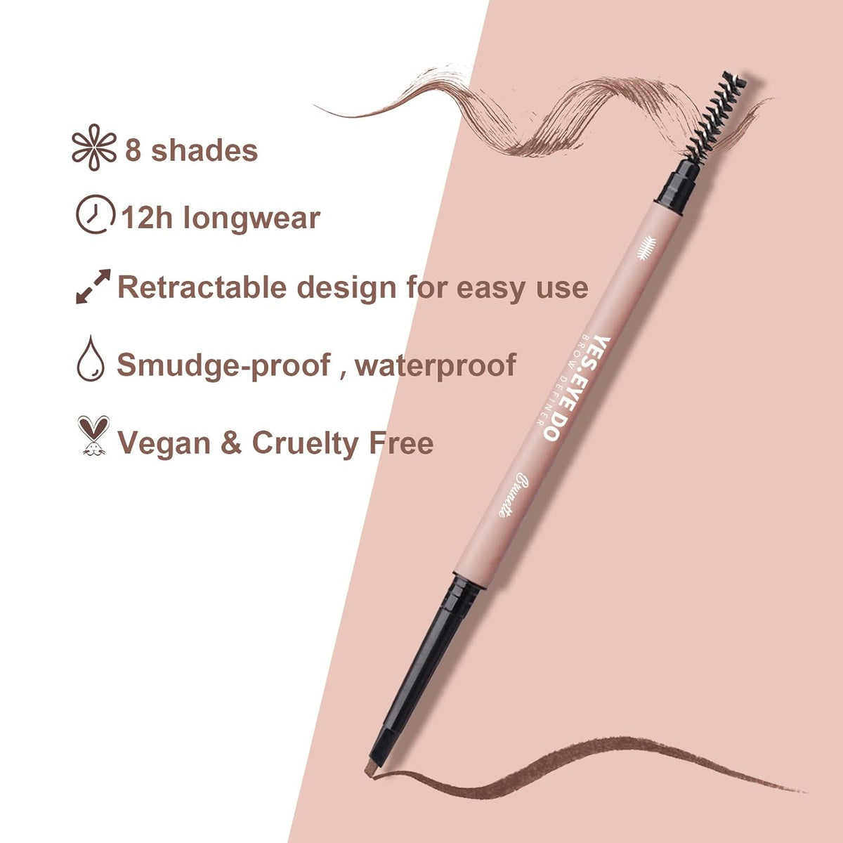 Auburn Eyebrow Pencil with Brush, Retractable Eye Brow Pen Auburn for Red Hair, Ultra Precise Microfilling Brow Pencil Waterproof, Create Fluffy & Natural Bushy Brows, YES.EYE DO