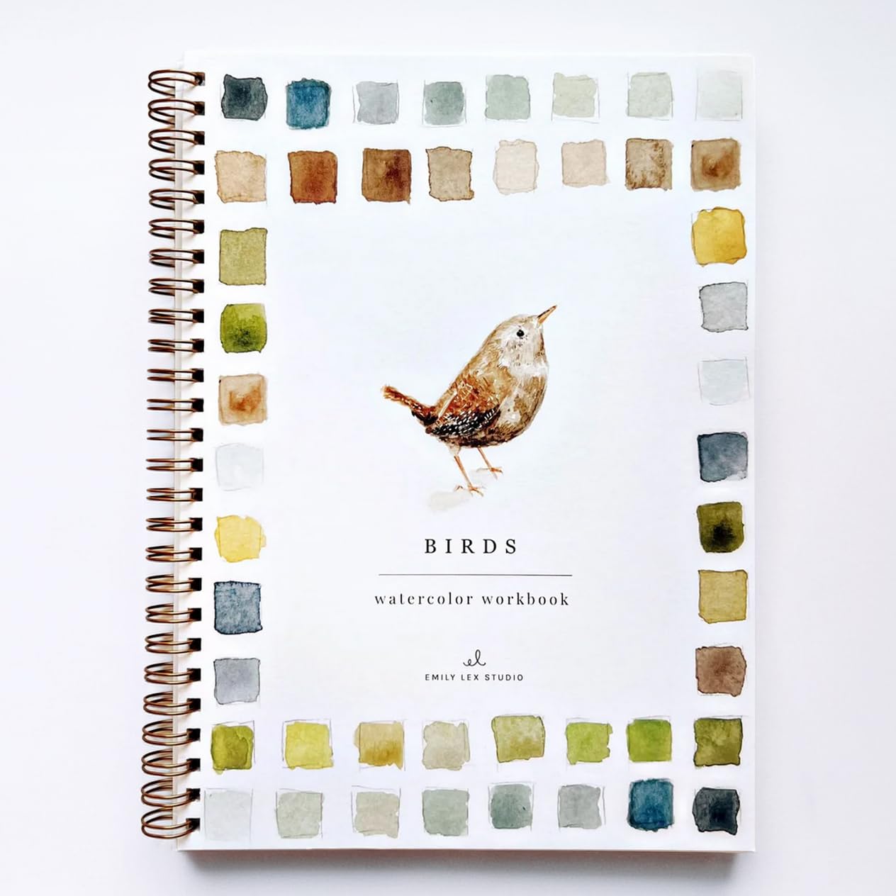 Birds Watercolor Workbook by Emily Lex Studio, 12 Beginner Friendly Sketched Illustrations, Lay Flat Spiral Pages, 6.5 x 9 inch, 120lb Watercolor Paper