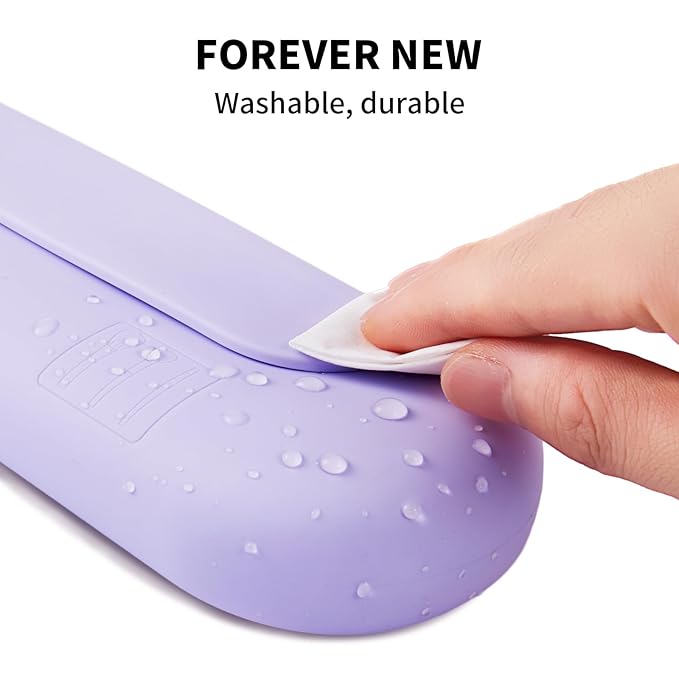 2 IN 1 Silicone Makeup Brush Holder with Beauty Make Up Sponge Holder Case：Soft Portable Cosmetic Face Brushes Holder with Upgrade Anti-Fall Out Magnetic Closure - Purple