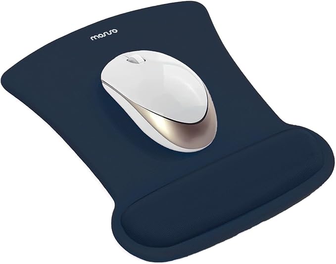 MOSISO Wrist Rest Support for Mouse Pad & Keyboard Set, Ergonomic Mousepad Non-Slip Base Home/Office Pain Relief & Easy Typing Cushion with Neoprene Cloth & Raised Memory Foam, Haze Blue