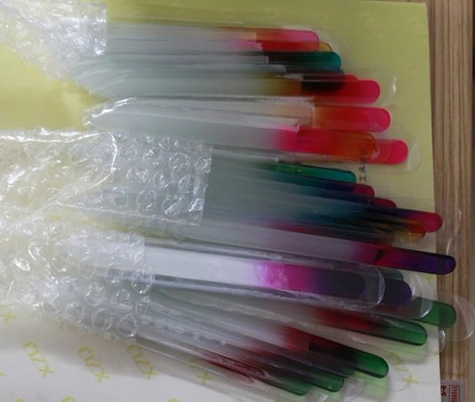 Finger Angel 5Pcs Double Sided Crystal Czech Glass Nail File Mix Colors Nail Buffer