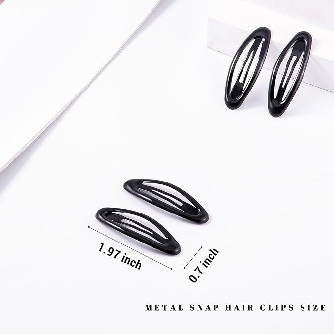 20PCS Oval Metal Snap Clips for Women No Slip Small Barrettes for Thin Fine Hair,Black