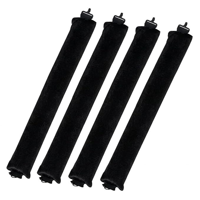 Overnight Heatless Hair Curler Blowout Rods Jumbo, Heatless Curls Satin Flexi Rods for Overnight Sleeping, No Heat Curling Tool for All Hair Types, Soft Heatless Hair Curler (BlackÃ¯Â¼Â4 Rods)