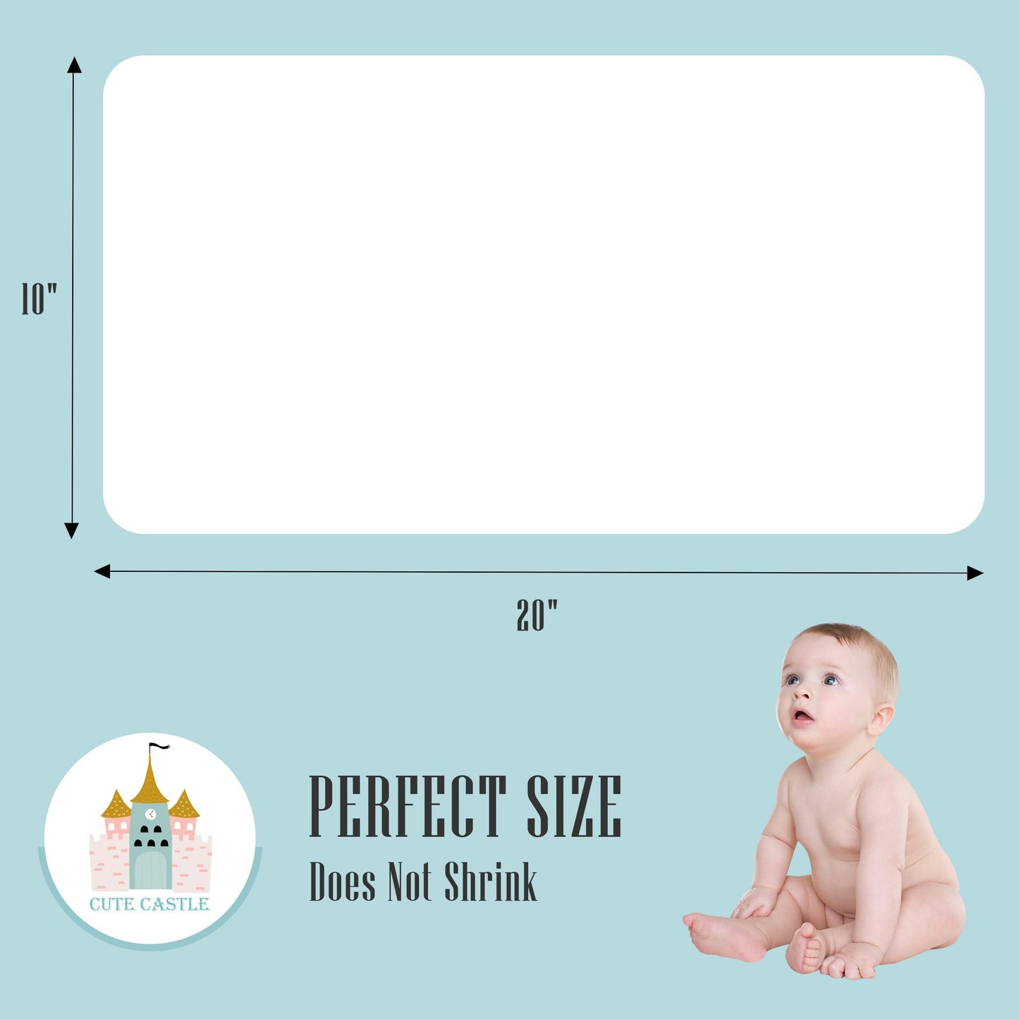 Cute Castle 24 Pack Muslin Baby Burp Cloths - Ultra-Soft 100% Cotton Baby Washcloths - Large 20'' by 10'' Super Absorbent Milk Spit Up Rags - Burpy Cloths for Unisex, Boy, Girl - White