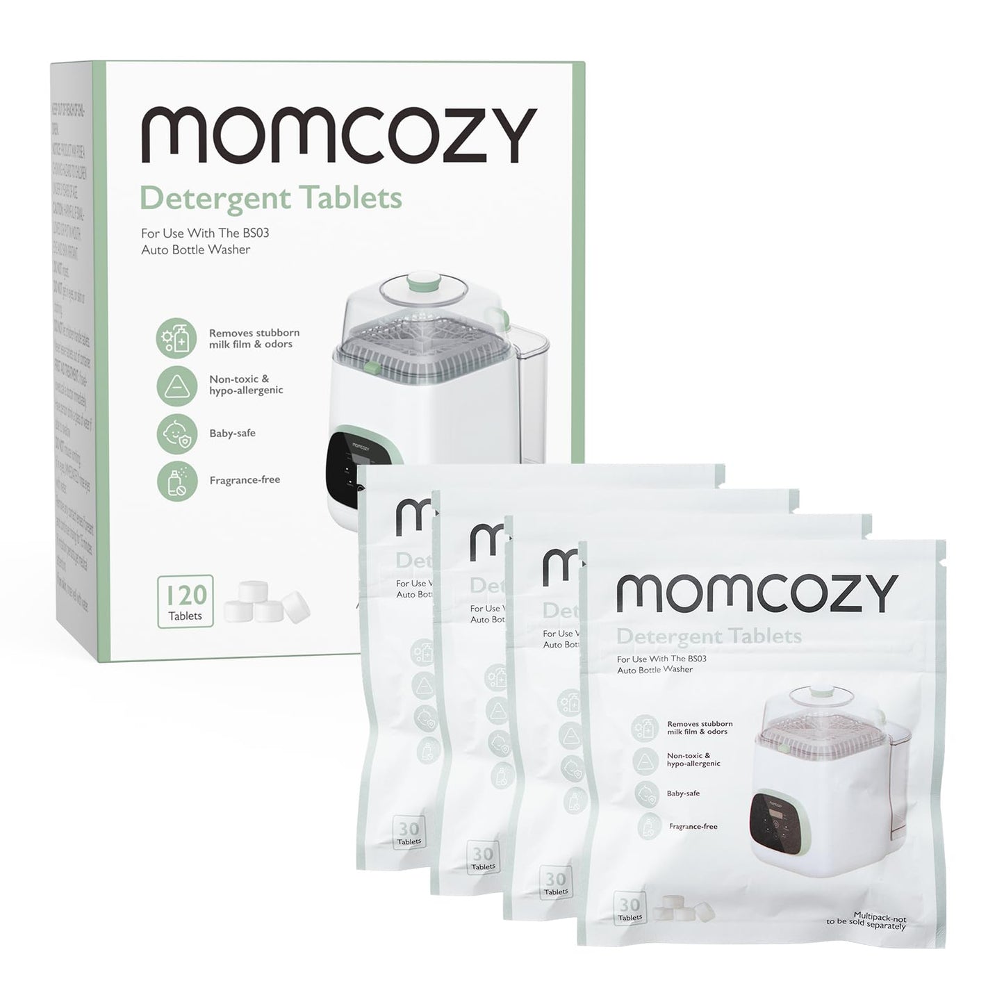Momcozy Official Washing Block for Momcozy KleanPal Pro Baby Bottle Washer, 120 Detergent Tablets