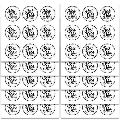 Mobiusea Creation Fathers Day Stickers | 90-Pack for Fathers Day Card | 1.4 inch | Happy Fathers Day Stickers | Black and White Best Dad Ever Labels