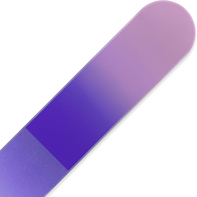 Mont Bleu Rainbow Crystal Nail File in Black Pouch - Large/Professional Size - Czech Tempered Glass - Handmade in Bohemia (Czech Republic)