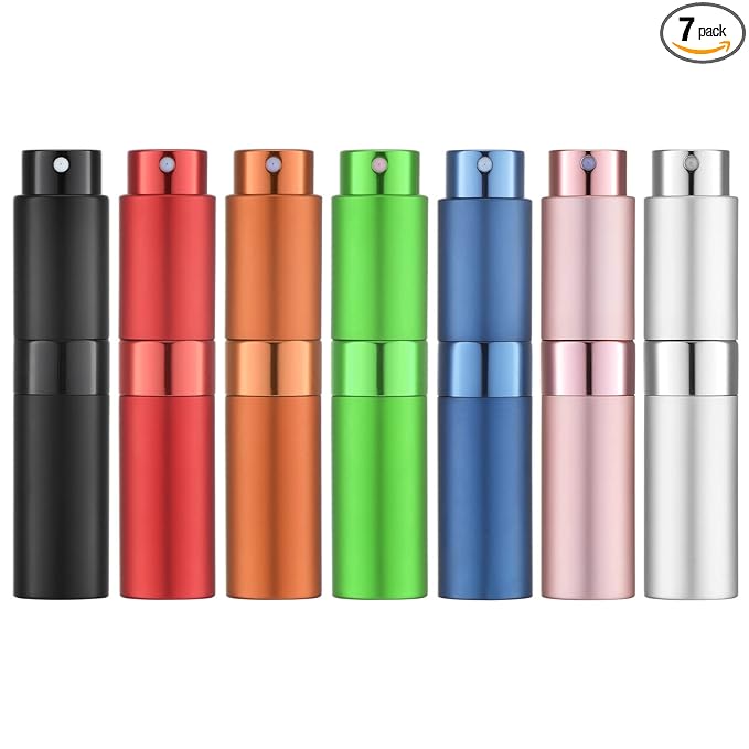 LISAPACK Atomizer Perfume 8ML Spray Bottle for Travel (7PCS), Empty Refillable Cologne Dispenser, Portable Sprayer for Men and Women (Multi-colored)