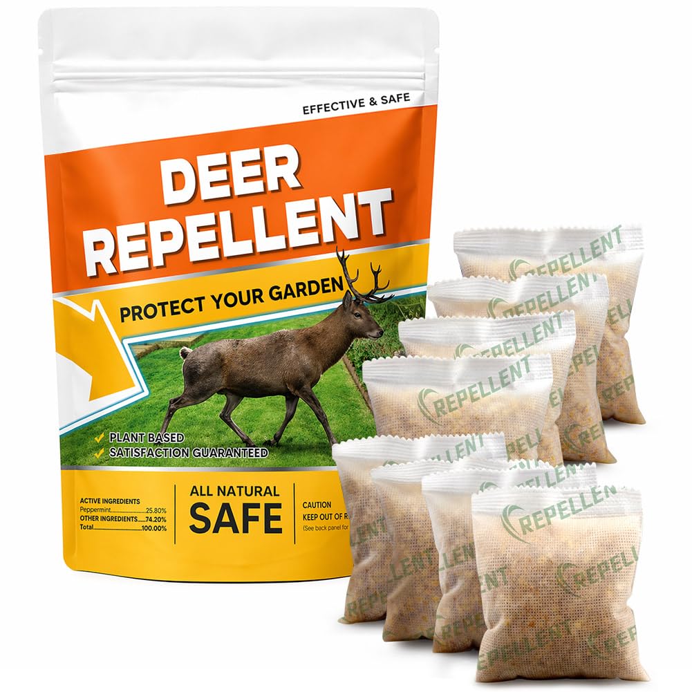 fcesiweg Deer Repellent for Plants, Deer and Rabbit Repellent Outdoor, Rabbit Repellent for Garden, Bunny Repellent, Deer Away, Keep Deer & Rabbits Out of Garden, Yard and Lawn, Easy to Use, 8 Packs