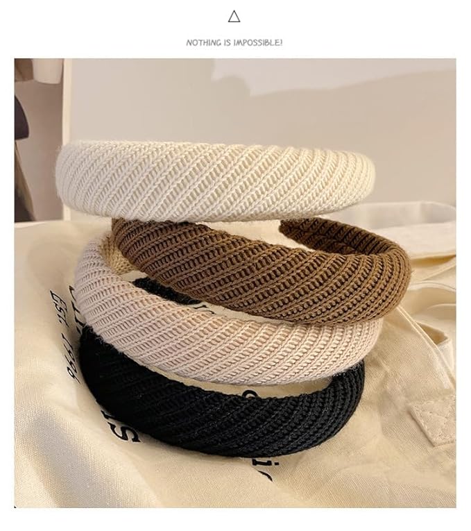 Headbands for Women Wide Knitted Hairbands Fashion Non Slip Headband for Women's Hair Cute Solid Colors Hair Accessories 4pcs