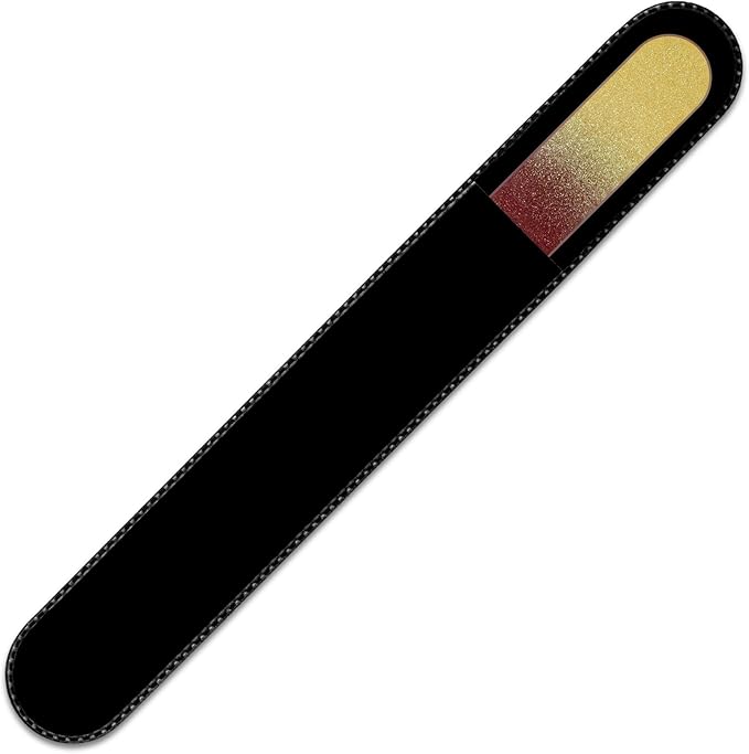 Mont Bleu Rainbow Crystal Nail File in Black Pouch - Large/Professional Size - Czech Tempered Glass - Handmade in Bohemia (Czech Republic)