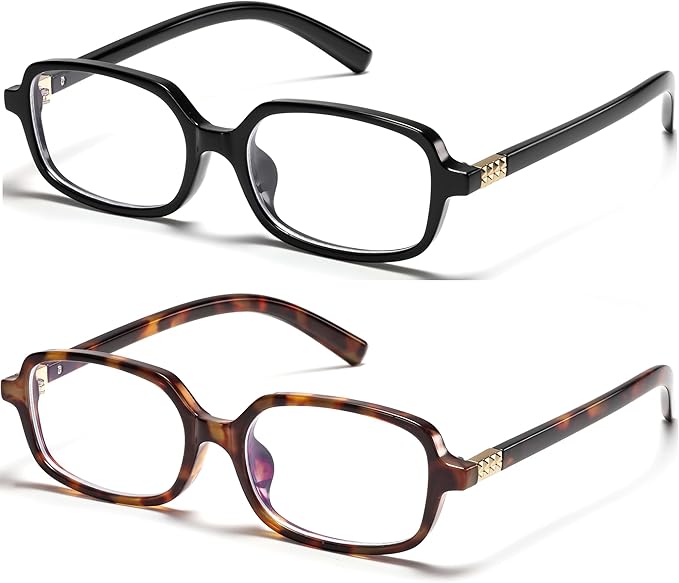 Retro Rectangle Blue Light Blocking Glasses for Women 90s Fake Eyeglasses Y2K Fashion Computer Glasses Tortoise Frame
