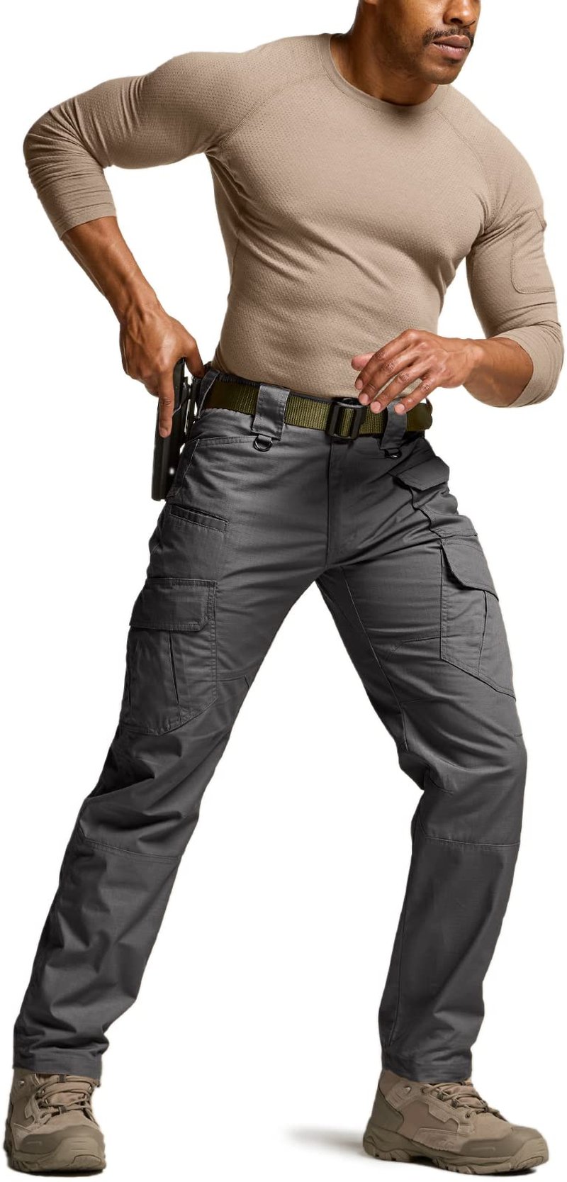 CQR Men's Tactical Pants, Water Resistant Ripstop Cargo Pants, Lightweight EDC Work Hiking Pants, Outdoor Apparel, Duratex Mag Pocket Charcoal, 38W x 34L