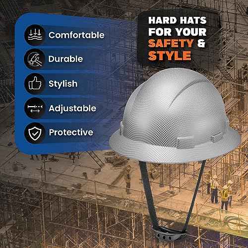 Acerpal Full Brim Hard Hat, Class C G & E, OSHA Construction Work Approved, Premium Carbon Fiber Design, Soft Padded 6 PT Adjustable Ratchet Suspension, Top Pad, Matte, Casco de construccion