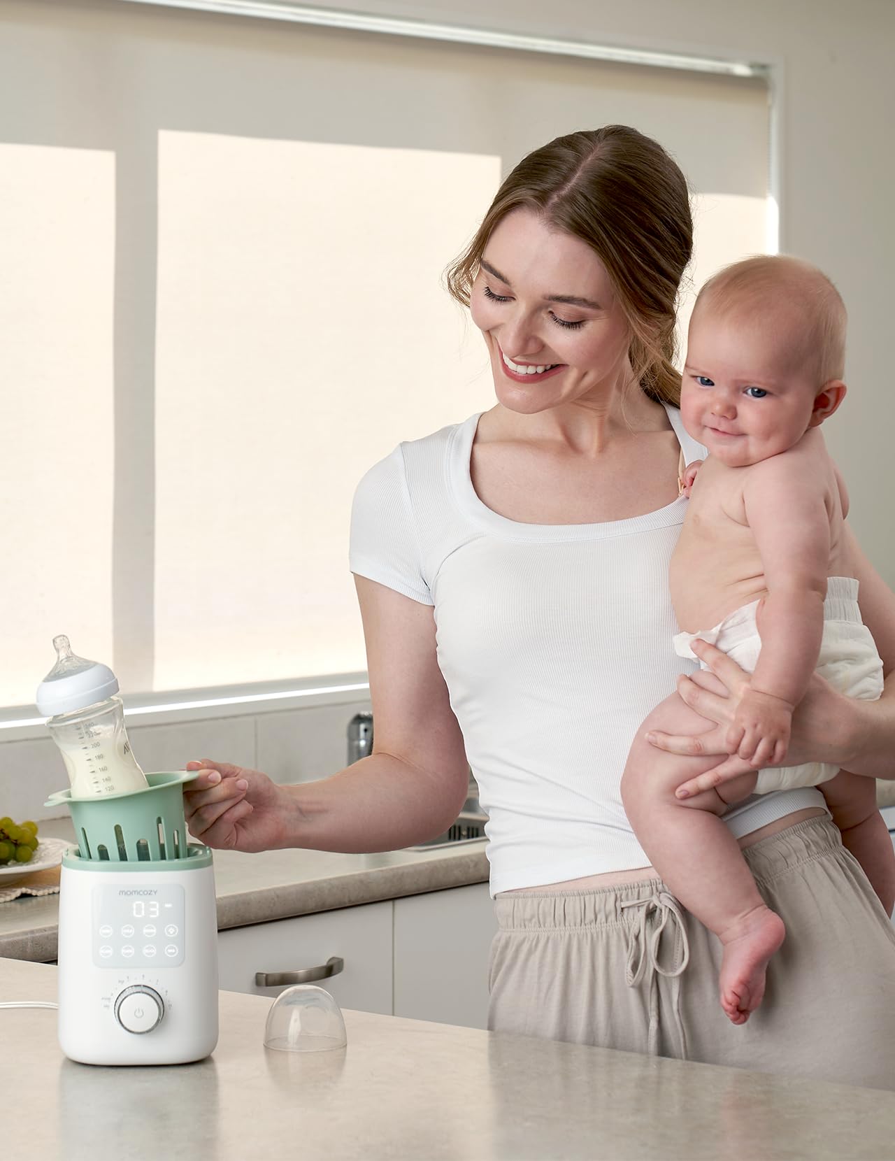 Momcozy Baby Bottle Warmer for Breast Milk Formula Food, Fullest Nutrients Preserved, Fast Heat, Night Light for Nighttime Breastfeeding, One-Touch Easy Use, Newborn Essentials Supplies Gift for Mom