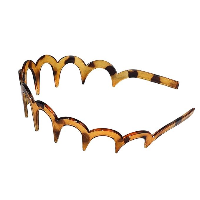 2026 Zigzag Headbands for Women, 2-Pack U-Shaped Hair Comb Headbands, Non-Slip Slick-Back Hair Accessories, Black & Tortoise Recycled Plastic, Teeth Hairband for Everyday Styling & Workout