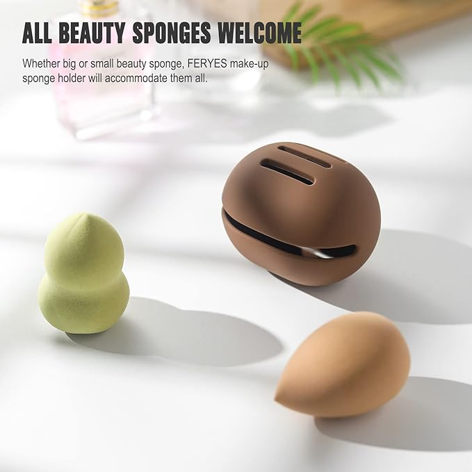 FERYES 2 PCS Makeup Sponge Holder Ã¢ÂÂ Shatterproof Eco-Friendly Silicone Beauty Make Up Blender Case for Travel