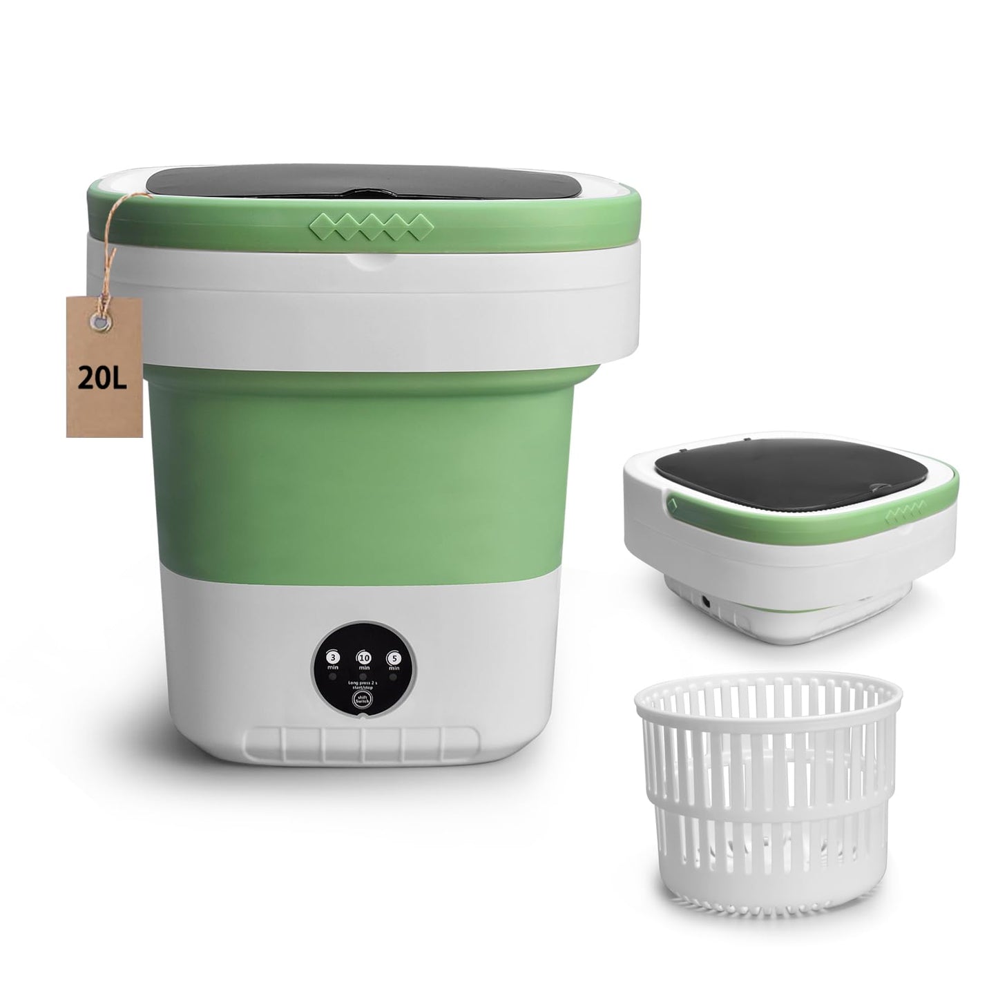 Portable Washing Machine, 20L Foldable Mini Washer and Dryer with 3 Modes Deep Cleaning, Upgraded Small Collapsible Laundry for Hotel, Apartment, Home and Travel