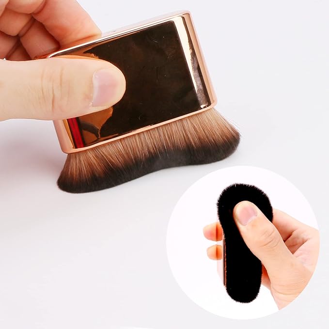 Yoseng Kabuki Self Tanning Brush Applicator - Face & Body Makeup Brush for Fake Tan, Sunscreen and Self Tanner with Protective Case