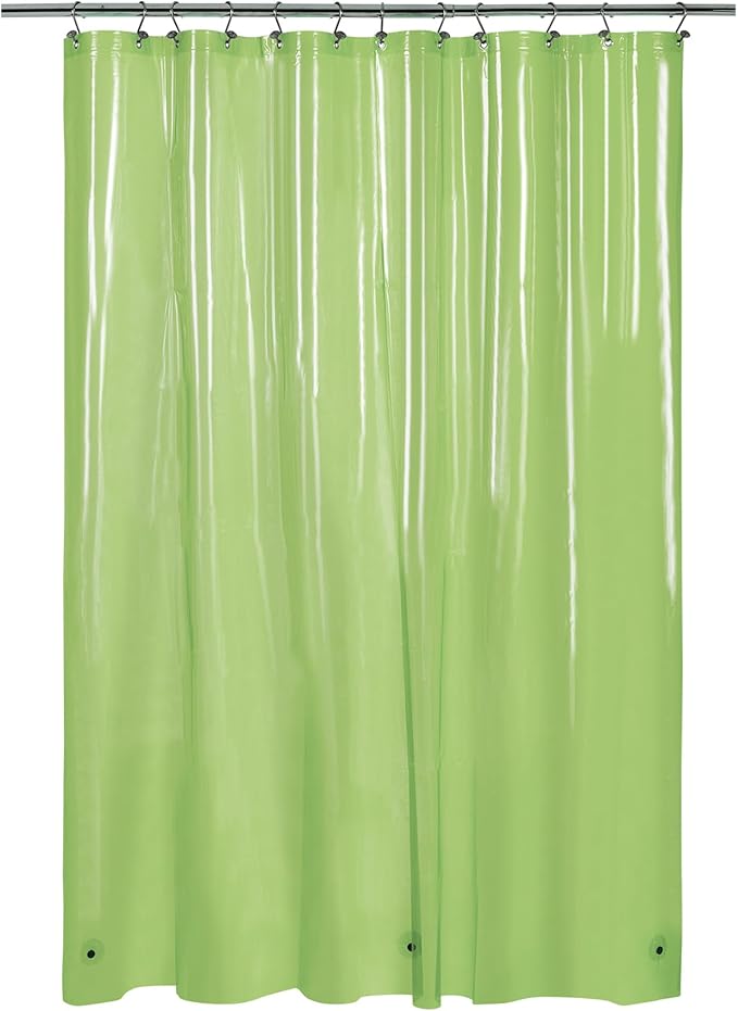 Barossa Design Clear Green Long Shower Curtain Liner 78" Height - 3 Magnets & Waterproof Lightweight PEVA Shower Liner for Bath Tub, PVC Free, Metal Grommets, Clear Green, 72x78