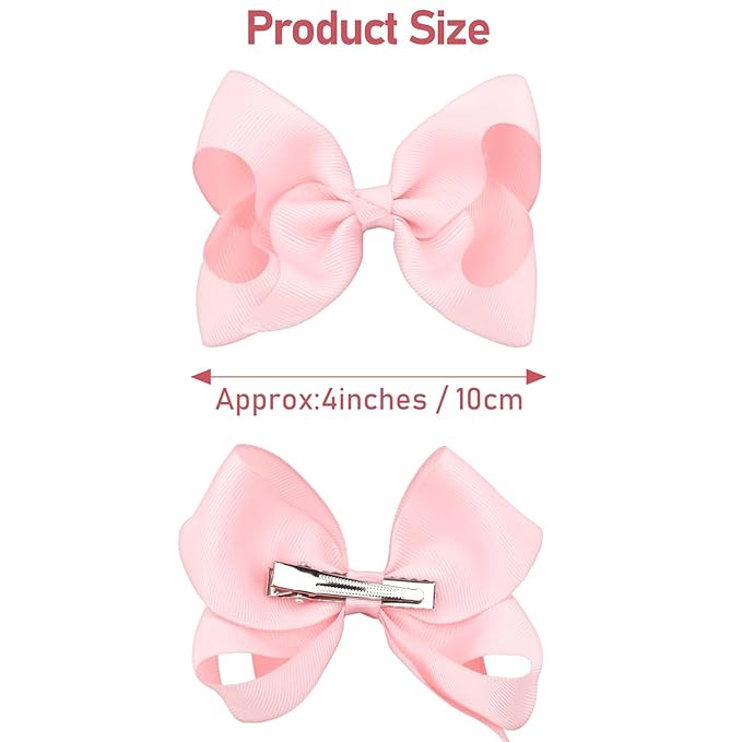 JOYOYO 40Pcs 4.5" Hair Bows Alligator Clips, Grosgrain Ribbon Girls Bows Clips Barrettes Hair Accessories for Baby Girls Toddlers Kids Teens (4.5inch,20 Colors in Pairs)