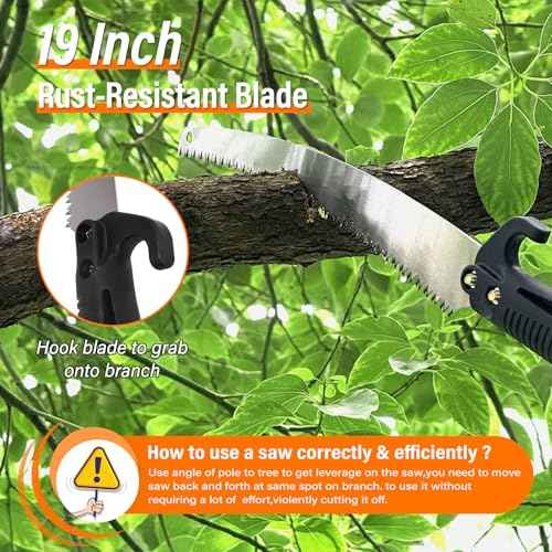 Manual Pole Saws for Tree Trimming,Reach 26 FT Telescoping Pole Saws with Long Pole,Tree Saw with 19" 3X Detachable Saw,Non-Slip Handle and Gloves,Tree Trimmer for Yard Garden Tree Palm Shrub