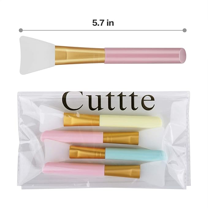 Cuttte 4pcs Silicone Face Mask Applicators, Flexible Facial Mud Masks Applicator, Hairless Moisturizers Tools, Soft Facial Brushes for Mud, Clay, Charcoal