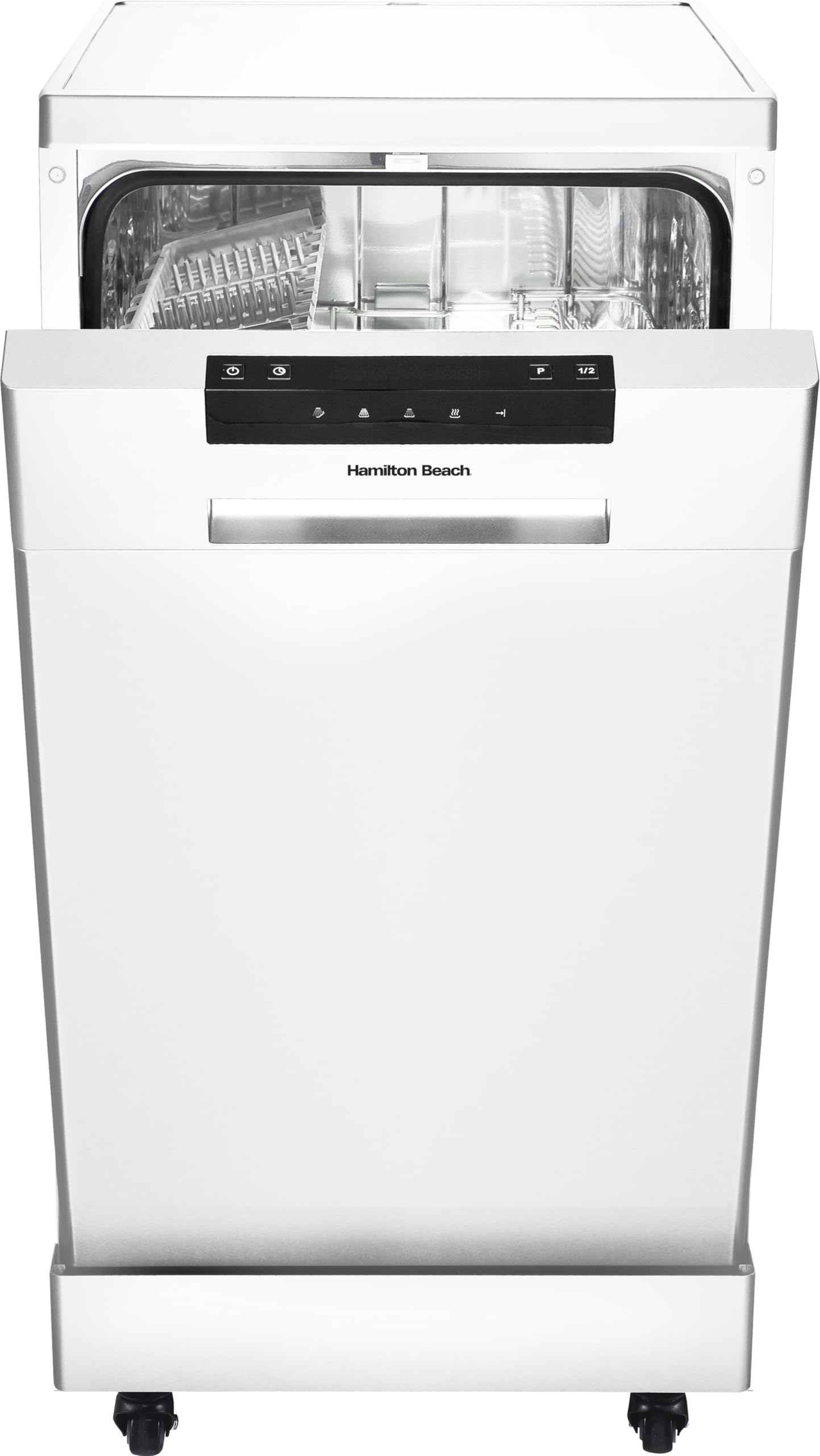HAMILTON BEACH Portable Dishwasher with Wheels, 19in Wide, 8 Place Settings Capacity, White