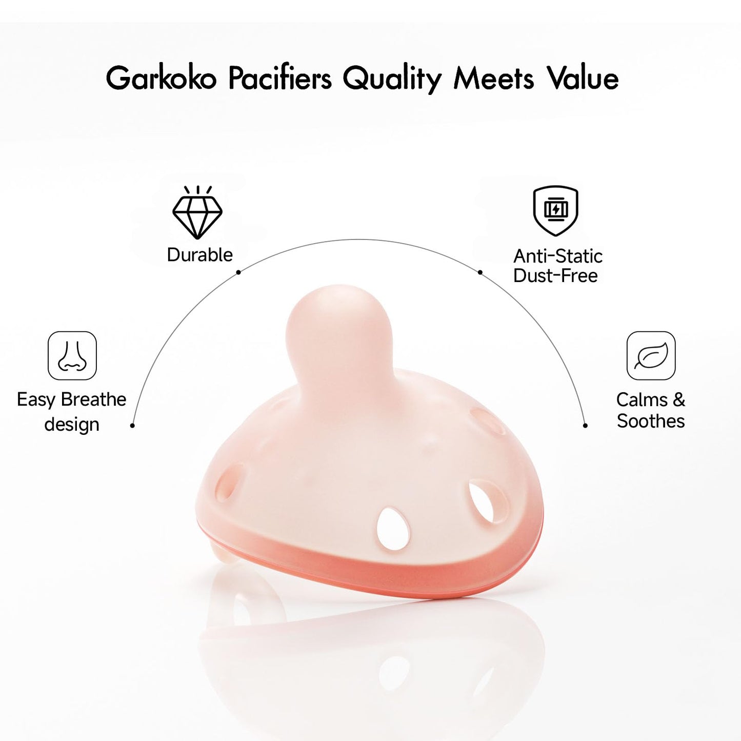 Garkoko Baby Pacifiers 0-6 Months Breast Like Shape Pacifiers BPA-Free One-Piece Silicone Newborn Pacifier for Breastfed Babies, 2pcs for Best Value