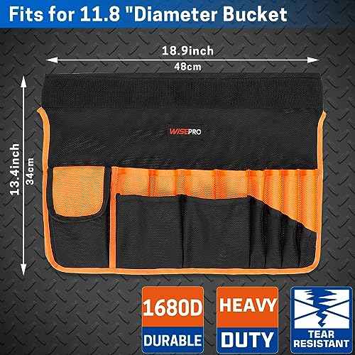 Bucket Tool Organizer, Bucket Organizer with 30 Pocket, Tool Organizer for 5 Gallon Bucket, Storage Bag for Bucket(Bucket not Included)