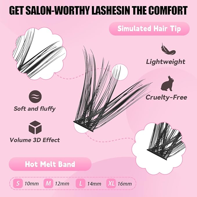 Azenlo Natural Lash Clusters Kit Wispy Eyelash Clusters 120 pcs Cluster Eyelash Extensions C Curl Individual Lashes 10-16 mm Mix Length Natural Look (60D KIT 120 Pcs)