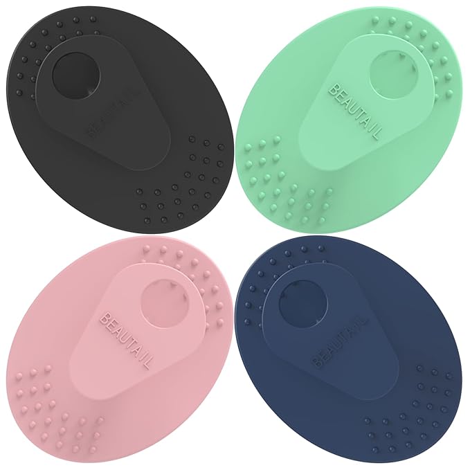Face Scrubber 4 Pack, BEAUTAIL Silicone Manual Facial Cleansing Brush for Men Women, Gentle Face Scrubber Exfoliator, Skin Care Exfoliating Face Brush, Black+Green+Pink+Darkblue