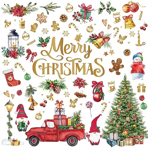 Cholemy 4 Sheets Christmas Wall Decal Stickers Decorations - Removable Indoor Home Decor for Room, Nursery, School, Restaurant, Cafe, Door, Window, Party (Tree)