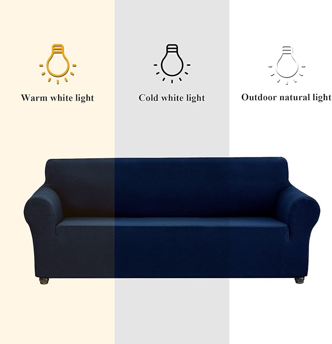 Joccun Stretch Couch Cover Slipcovers, 1-Piece Sofa Covers for 3 Cushion Couch Spandex Jacquard Washable Furniture Protector Cover for Living Room,Kids,Pets(Sofa,Navy)