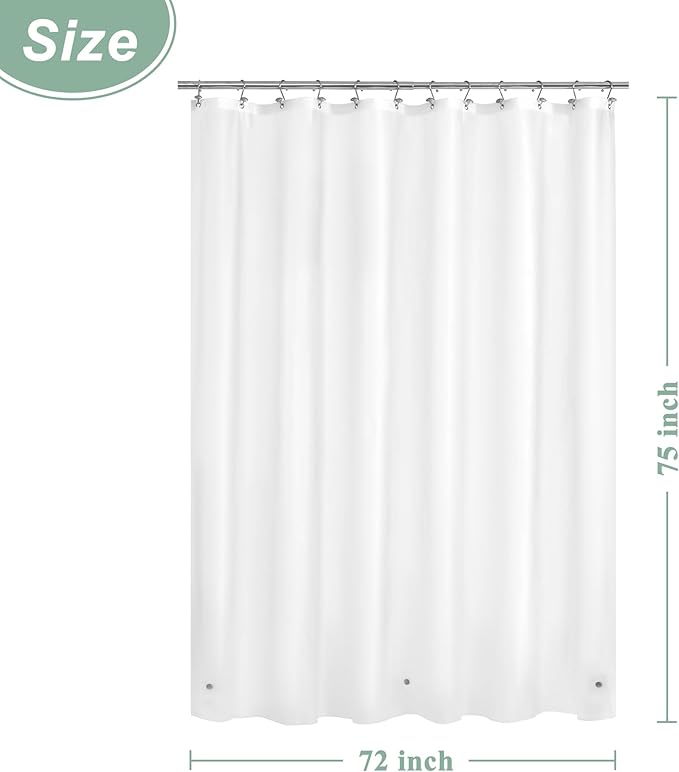 Mrs Awesome Frost Shower Curtain Liner with 3 Magnets, 72x75 Frosted PEVA Shower Liner, Light Weight Plastic Shower Curtain for Bathroom, Waterproof,Frost