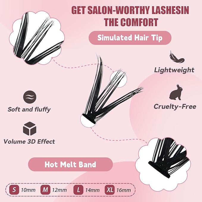 Azenlo Natural Lash Clusters Kit Wispy Eyelash Clusters 120 pcs Cluster Eyelash Extensions C Curl Individual Lashes 10-16 mm Mix Length Natural Look (Left&Right 30D KIT 120Pcs)