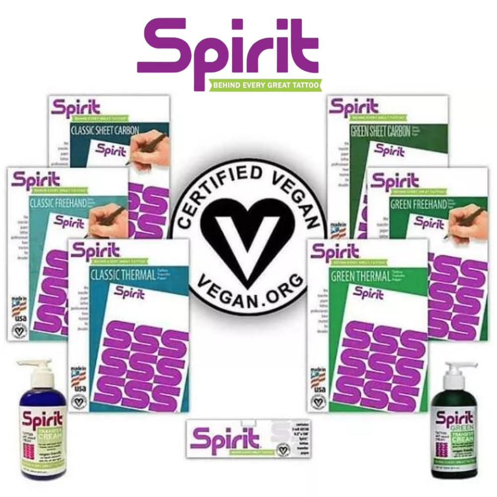 Spirit® Classic Thermal Tattoo Stencil Transfer Paper, 8.5" X 14" - 100 Sheets, Certified Vegan, Proudly Made in The USA