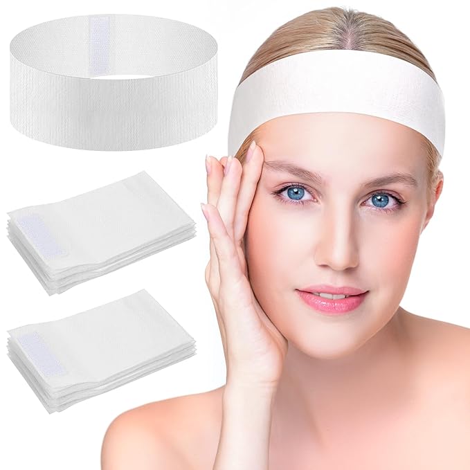 40 Pack Spa Headband for Women Disposable Skincare Headbands for Facials Esthetician Supplies Esthetician Headbands Stretch for Women's Hair (40 Pcs White)