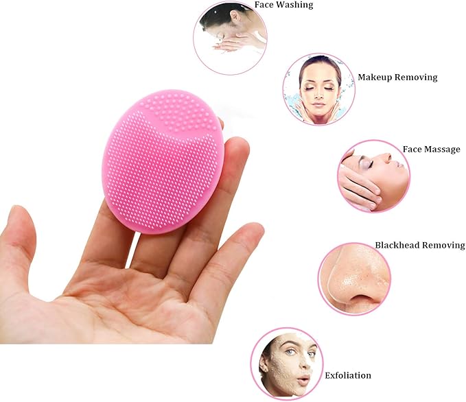 Face Scrubber,Soft Silicone Facial Cleansing Brush Wash Sponge Massage Pore Blackhead Removing Exfoliating Scrub for Sensitive Greasy Dry and All Kinds of Skin (4-Mixed Color)