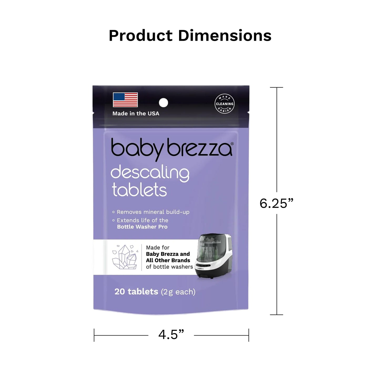 Baby Brezza Descaling Tablets - Compatible with Bottle Washer Pro and All Brands of Baby Bottle Washer Appliances
