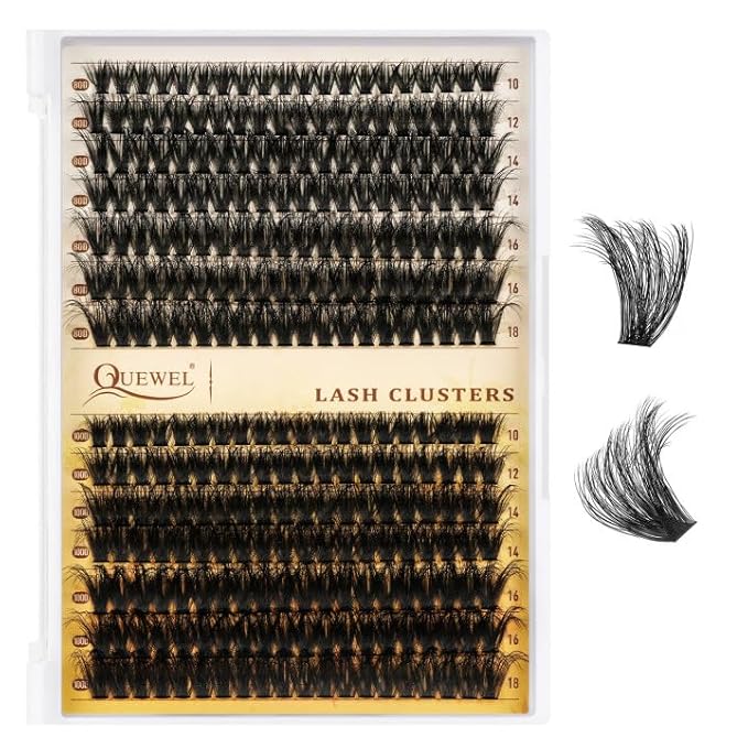 QUEWEL Lash Clusters, Cluster Lashes 3D-80D+100D Eyelash Clusters D Curl Individual Lashes 10-18mm Cluster Eyelash Extensions Create Kinds of Beauty Look (DH-3D+80D+100D)