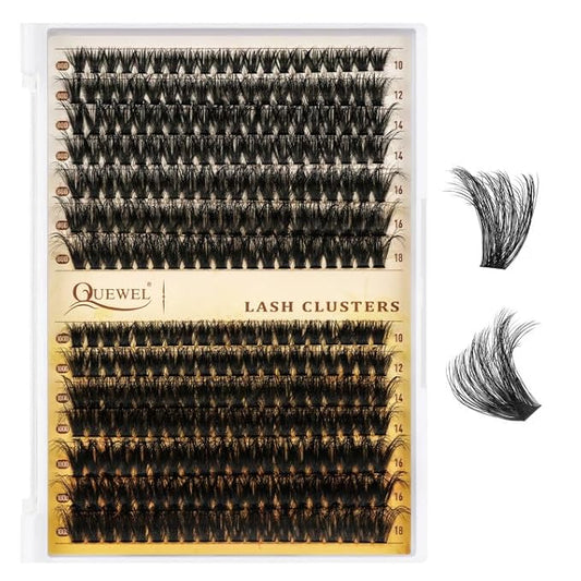 QUEWEL Lash Clusters, Cluster Lashes 3D-80D+100D Eyelash Clusters D Curl Individual Lashes 10-18mm Cluster Eyelash Extensions Create Kinds of Beauty Look (DH-3D+80D+100D)