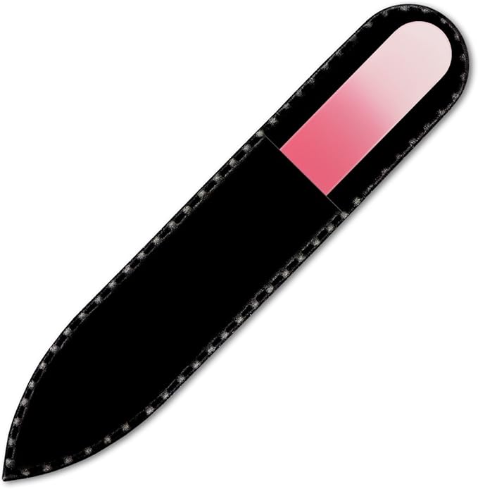 Mont Bleu Rainbow Crystal Nail File in Black Pouch - Small/Purse Size - Czech Tempered Glass - Handmade in Bohemia (Czech Republic)