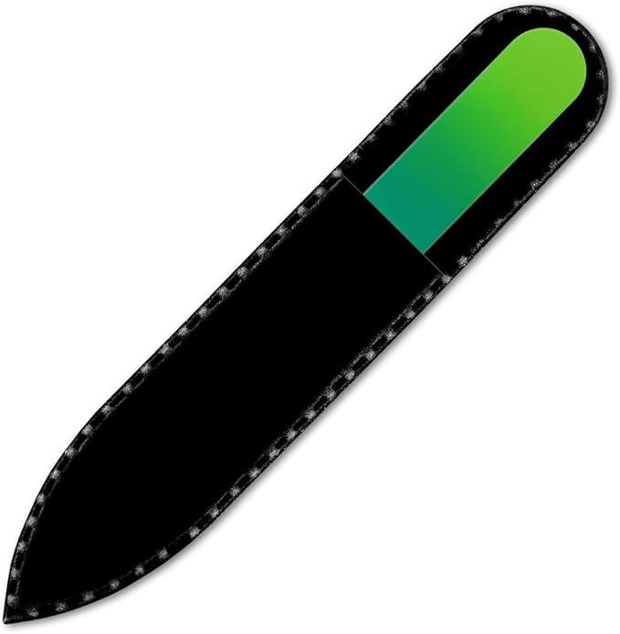 Mont Bleu Rainbow Crystal Nail File in Black Pouch - Small/Purse Size - Czech Tempered Glass - Handmade in Bohemia (Czech Republic)